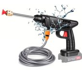 Pistola de agua de alta presión inalámbrica para lavado de autos, recargable para limpieza doméstica con batería, color negro