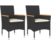 2 piezas sillas de jardín | silla de exterior | sillon jardín con cojines ratán sintético negro cfw600231