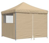 Tienda de fiesta plegable pop-up con 4 paredes laterales beige