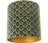 Pantalla de lámpara de terciopelo diseño pavo real 40/40/40 interior dorado