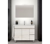 Mueble de baño isquia 2 cajones y dos puertas incluye lavabo y espejo - blanco nórdico 90 x 45 cm seno centrado