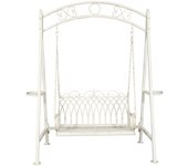 Biscottini banco - hierro forjado con acabado blanco antiguo - jardín - exterior - mobiliario - decorativo - 198x100x220 cm