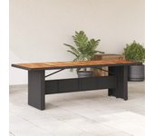 Mesa de jardín y tablero de madera de acacia negra, resina trenzada