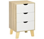Cómoda con cajones homcom melamina de madera, madera de pino blanco y roble 40x35x68.5 cm 831-594v01lr