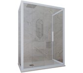 Mampara de ducha 3 lados deslizante 70x150x70 cm de pvc azul vintage h 200 vidrio transparente mod. deco trio