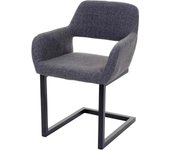 Silla de comedor para oficina de visitas sin ruedas diseño retro en tela gris base metálica 04_0002157