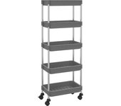 Carrito de cocina，estantería de cocina, carrito de servir 5 niveles hierro y abs gris 42x29x128 cm cfw20304