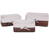 Juego de 3 cestas de almacenaje hwc-c21, cesta caja de almacenaje caja de ordenación cesta estante, bambú ~ marrón
