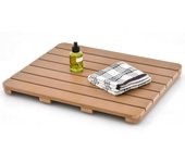Alfombrilla de ducha hips antideslizante, alfombra de suelo con diseño de listones para bañera, piscina, 60 x 48 x 4,5 cm, marrón