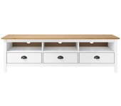 Mueble de tv hill en pino macizo blanco 158x40x47 cm