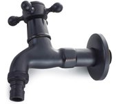 Grifo de latón para lavadora g1/2: grifo con manija cruzada para fregona de jardín, diseño clásico en negro.