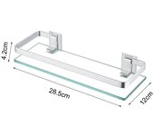 28,5x12x4,2 cm, estantes de baño, estante de ducha de vidrio, estante de almacenamiento de ducha montado en la pared con estante, vidrio templado re