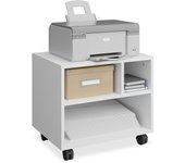 Relaxdays mesa impresora con 3 compartimentos, cajonera oficina con ruedas, mueble despacho, 35,5 x 40 x 30 cm, blanco