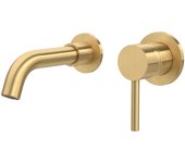 Valaz grifo de lavabo empotrado redondo monomando oro mate con protección pvd caño 15cm - serie guadiana