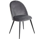 Pack 4 sillas comedor rita, silla tapizada en terciopelo gris y detalle floral. patas metálicas