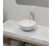 Lavabo de baño con grifo monomando cerámica redondo blanco