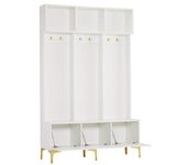 Conjunto de muebles de entrada con banco de almacenamiento multifuncional, blanco, 120 x 23,5 x 191,5 cm