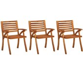 Sillas de comedor jardín con cojines 3 uds madera maciza acacia