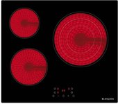 Aspes av3602 placa vitroceramica de 59cm 3 zonas triple corona negro