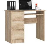 Escritorio: 3 cajones, 1 estante, roble sonoma, 90 x 77 x 50 cm