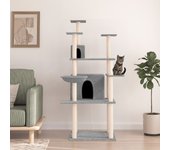 Vidaxl rascador para gatos con postes de sisal gris claro 166 cm
