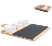 Juego de aperitivo de 5 piezas en pizarra y bambú, marca h&h