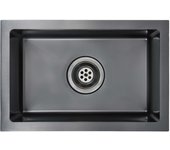 Fregadero de cocina hecho a mano con colador de acero inoxidable negro 02_0002367