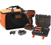Taladro percutor inalámbrico black+decker 18v ​​- 2 baterías 18v 1x2.5ah 1x4ah - cargador - bolsa - bl188me2sa-qw