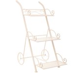 Carrito 3 baldas para macetas de forja blanco