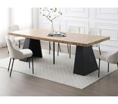 Mesa de comedor extensible de 4 a 10 personas en mdf y metal - natural y negro - emelia