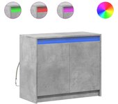 Aparador | aparador de comedor | armario de cocina con led madera ingeniería gris hormigón 72x34x61 cm cfw24533