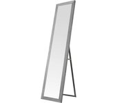 Espejo de pie de madera 140x35 cm – marco mdf blanco decapado, estilo nórdico, pie regulable