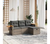 Set de sofás de jardín 4 piezas | conjunto de jardín de ocio | set de comedor de jardín y cojines ratán sintético gris cfw143359