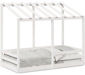 Cama infantil con techo madera maciza pino blanco 70x140 cm