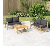 Maison exclusive - set de muebles de jardín 3 piezas bambú con cojines gris oscuro