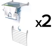 2x tendedero de pared dos piezas, tendedero para balcón, foxydry fold down 62x50x10 cm