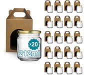 20 tarros de vidrio vacíos con tapa de 212 ml con 20 cajas de cartón para 1 tarros de mermelada - para mermeladas, conservas, miel