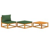 Set de muebles para jardín 3 piezas | conjunto de comedor | conjunto de descanso con cojines madera acacia cfw381700
