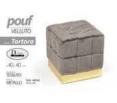 Puf de terciopelo cuadrado cm 40 reposapiés gris tórtola