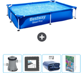 Paquete de piscina - bestway - rectángulo - 221x150x43 cm + accesorios cb84