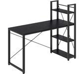 Escritorio con estantes ajustables a derecha o izquierda - mesa de ordenador para oficina en casa o estudio, 137 cm de largo, negro ébano
