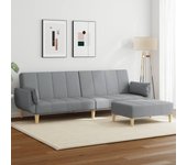 Sofá cama de 2 plazas con reposapiés tela gris claro