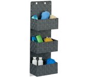Relaxdays cesta colgante organizadora para puerta, plástico, gris, 75 x 25 x 15 cm