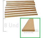 Monarka (pack de 8 unidades) lamas de haya para somier semi curvada de 37x8 mm, largo 90 cm