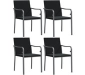 4 piezas sillas jardín | silla de exterior | sillon jardín y cojines ratán sintético negro 56x59x84 cm cfw600462
