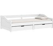 Sofá cama | cama para adultos con 2 cajones madera maciza pino blanca irun 90x200cm cfw448971