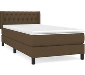 Cama box spring con colchón tela marrón oscuro 90x190 cm