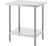 Succebuy mesa preparación en acero inoxidable 24 x 30 x 34 pulgadas, capacidad carga 700 lb, mesa metal robusta con 3 alturas ajustables