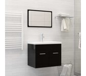 Conjunto de muebles de baño de aglomerado negro brillante vidaxl