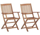 Sillas de jardín plegables 2 uds y cojines madera maciza acacia